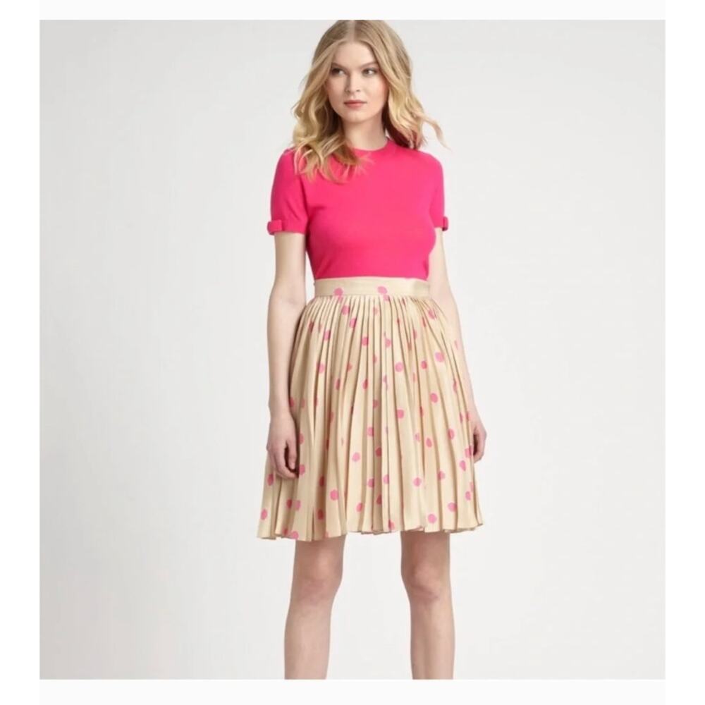 Kate Spade Polka Dot Melody Pleated Skirt 100% Silk Size 4